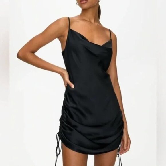 Aritzia Dresses & Skirts - Wilfred Only Ruched Satin Slip Dress